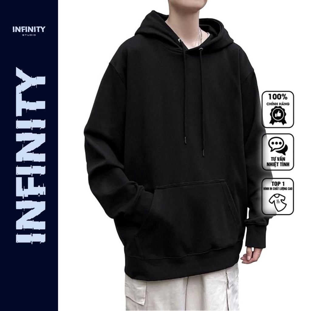 Áo Hoodie Trơn Hoodie Nỉ Bông Nam Form Rộng Unisex Infinity Studio