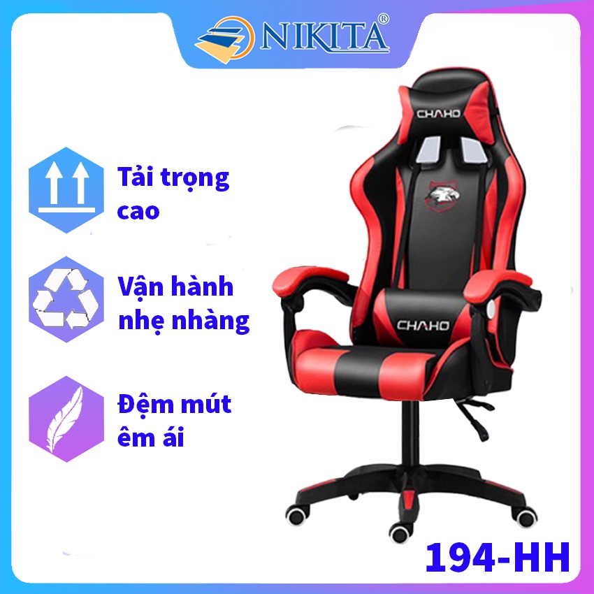 Ghế gaming nhập khẩu, chơi game cao cấp, nâng hạ, xoay 360, ngã lưng kèm gối massage êm ái