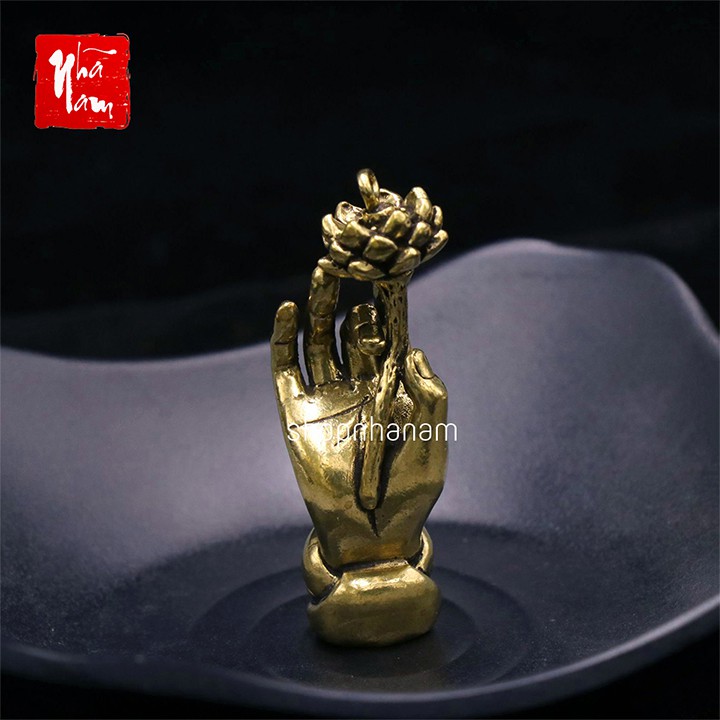 Tượng đồng phong thủy niêm hoa vi tiếu tay phật hoa sen trang trí vật phẩm phong thủy