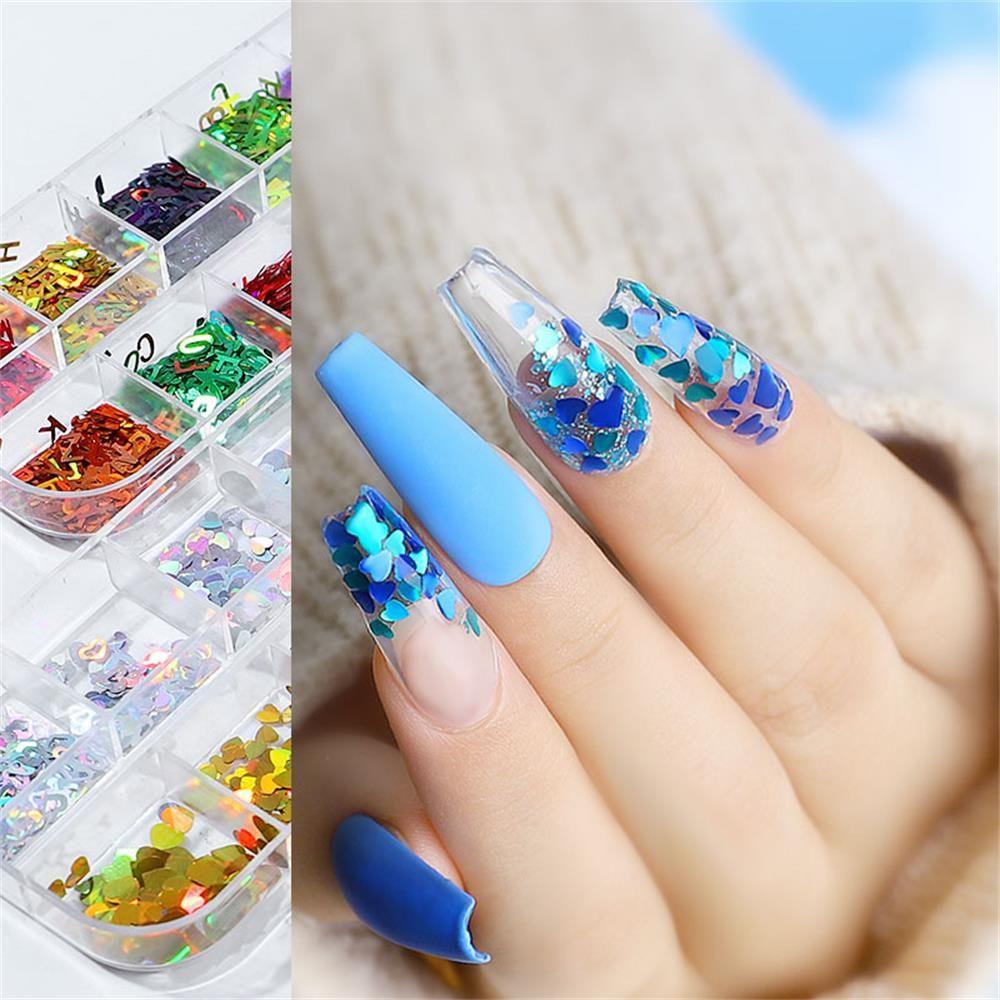 Hộp Kim Tuyến Vảy Cá Lấp Lánh 3D Trang Trí Móng Tay Nghệ Thuật