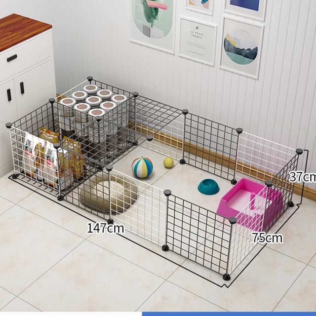 19 TẤM Chuồng quây chó mèo kèm ô đựng đồ siêu tiện ích. Chốt gắn tặng kèm