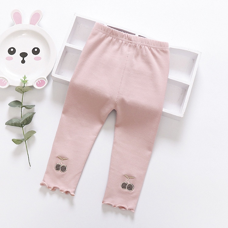 Quần legging  bé gái thêu quả cherry size 6-16kg QD05