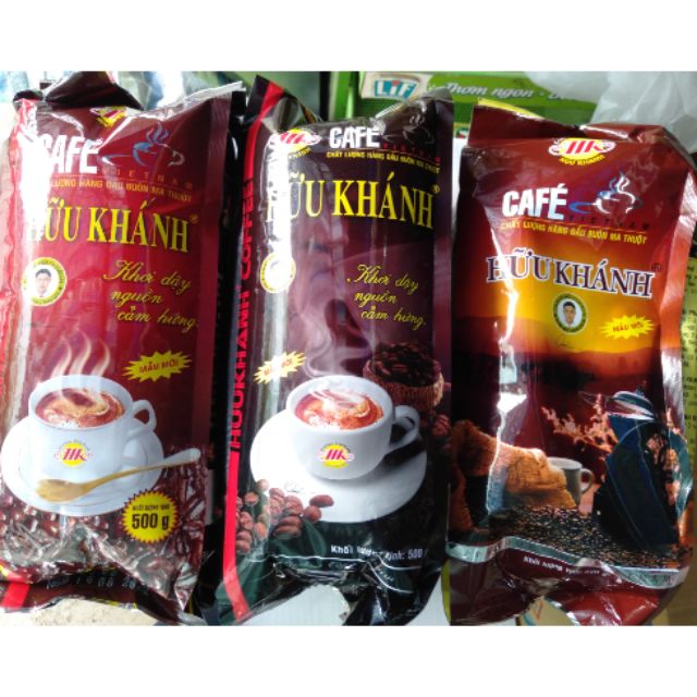 Cà phê Hữu khánh mẫu mới túi zip gói 500gam