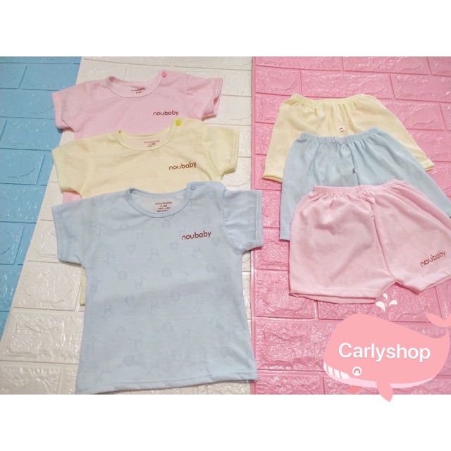 Bộ Noubaby cài vai thông hơi hoạ tiết hươu