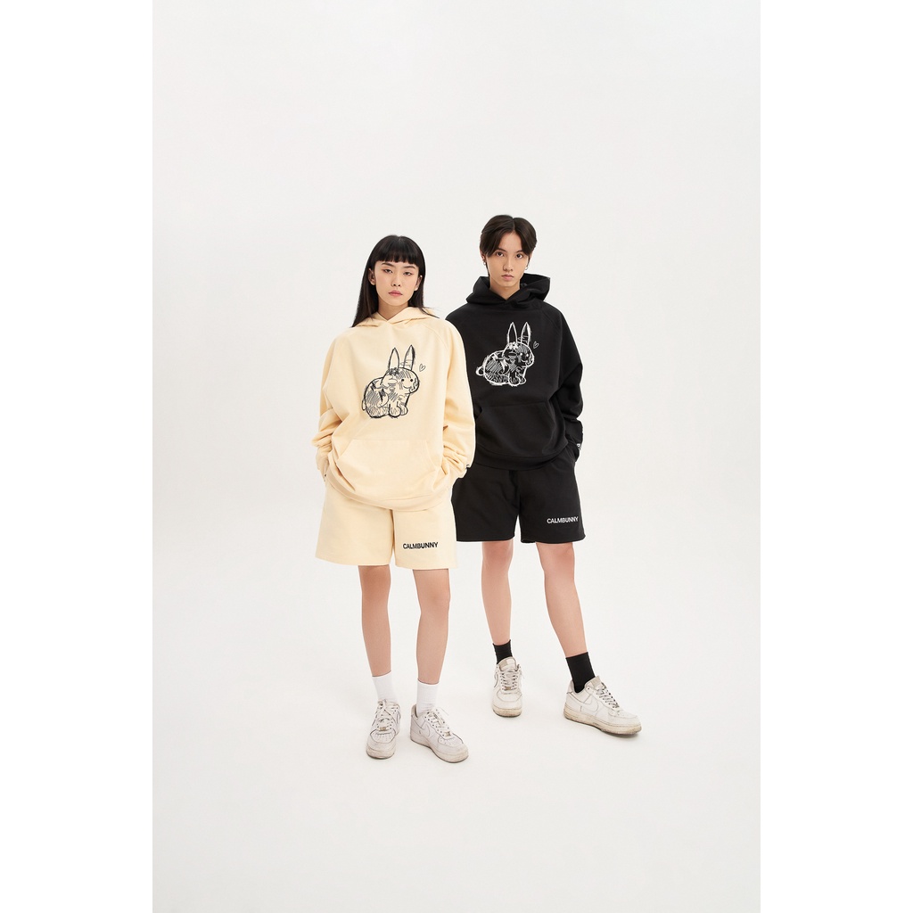 Áo hoodie tay dài CALMBUNNY nam nữ đẹp form rộng đen DARK CHOCO