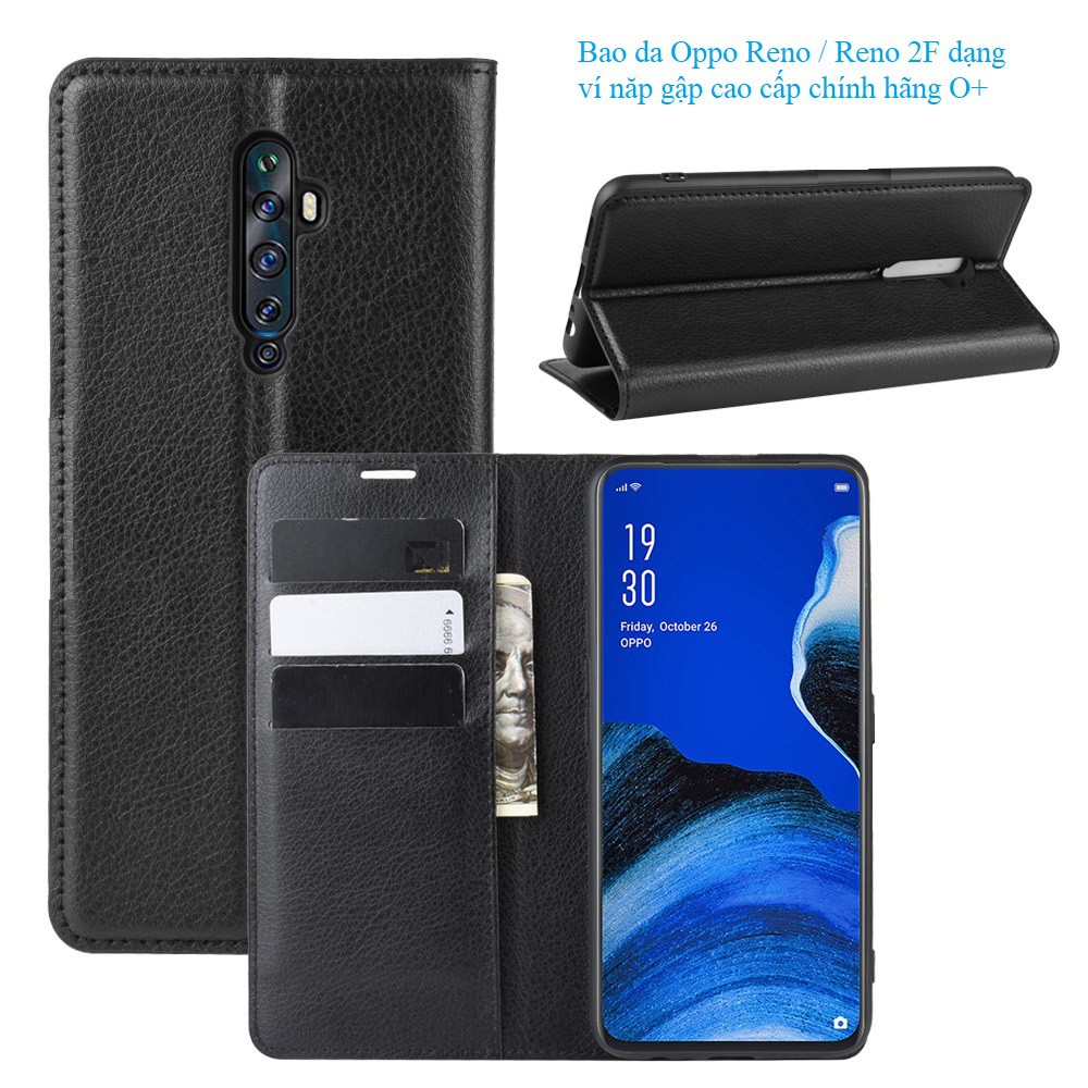 Bao da Oppo Reno / Reno 2F / Reno 3F dạng ví da mịn O+ cao cấp chính hãng | BigBuy360 - bigbuy360.vn