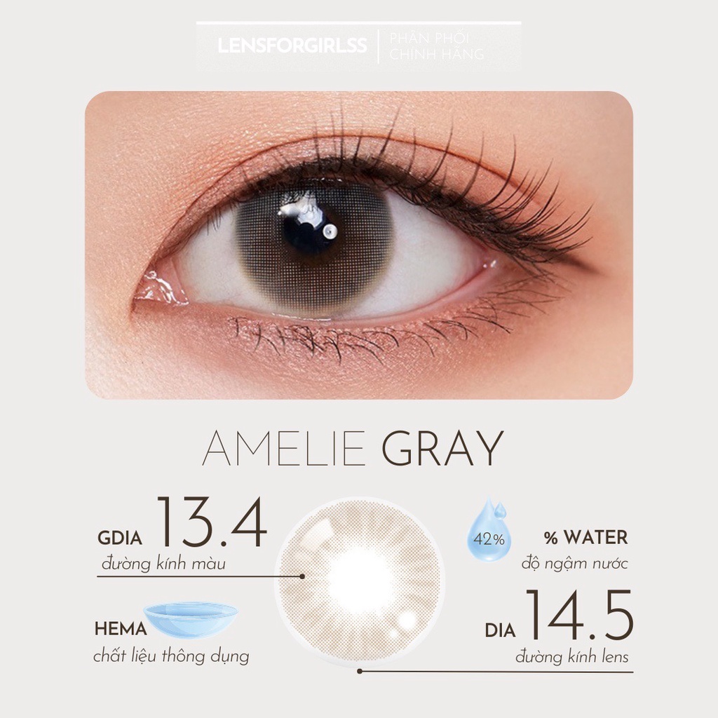 Kính áp tròng xám trà sữa Amelie Gray chính hãng Olola Made in Korea | Hạn sử dụng 3-6 tháng | Lens cận