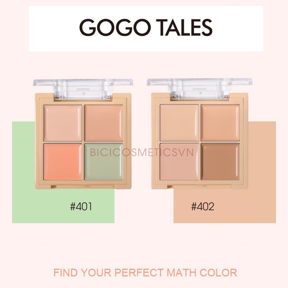 Bảng Triệt Sắc Che Khuyết Điểm 4 ô GOGO TALES Traceless Concealer - Kèm Cọ Nội Địa Trung