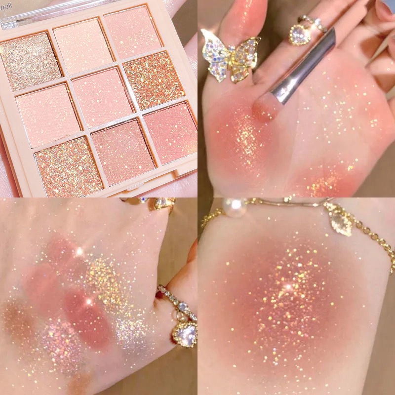 Bảng Phấn Mắt 9 Màu Lì Và Nhũ Lấp Lánh Tông Nude Sáng Bóng