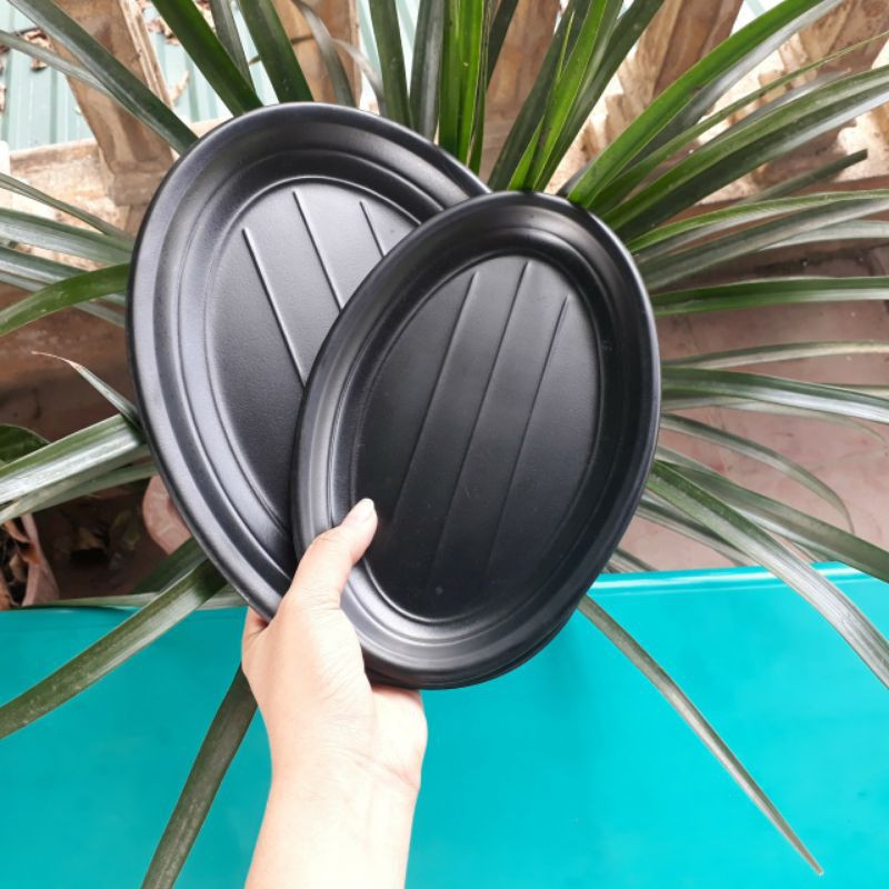 Khay đĩa bầu đục kiểu Nhật màu đen nhám chất liệu Melamine 100% cao cấp, đĩa nhà hàng khách sạn- Hàng xuất khẩu