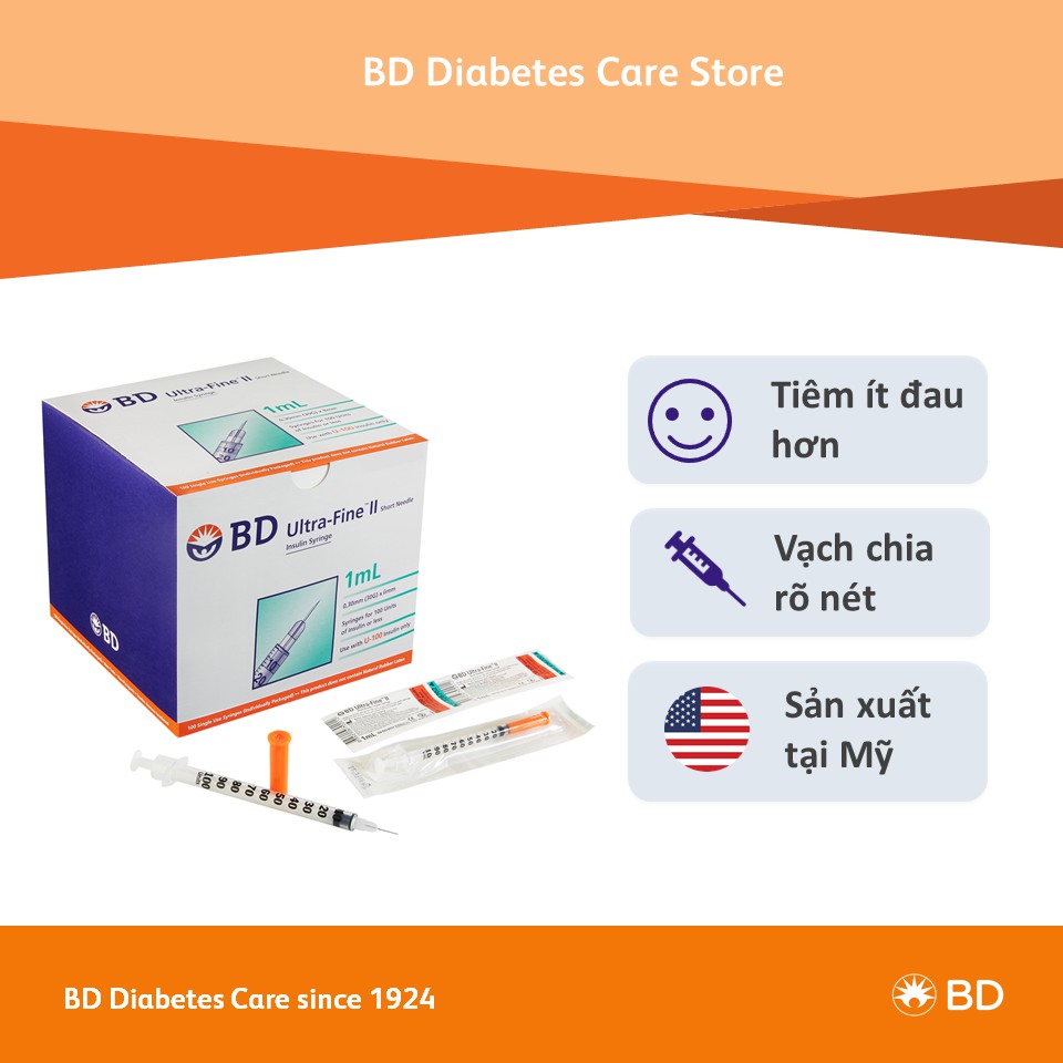 Bơm tiêm Insulin Ultra-Fine™ 6mm, 1.0cc 31G