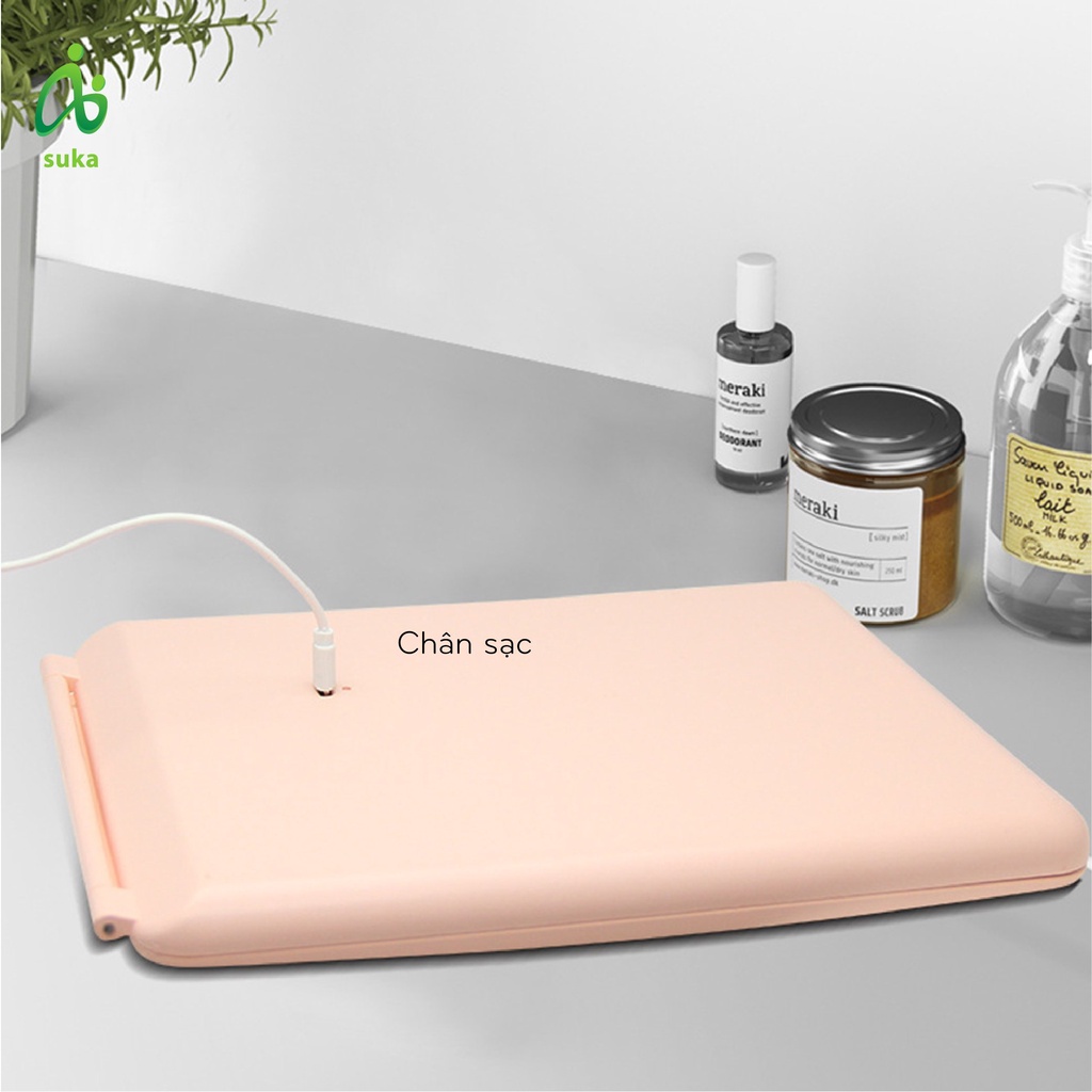 Gương LED để bàn trang điểm gấp gọn thông minh, gương makeup cao cấp HOT TREND Hàn Quốc