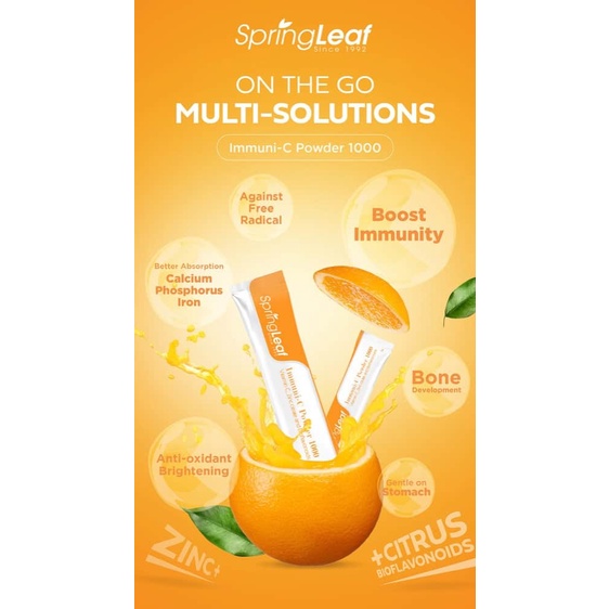 Bột Pha Bổ Sung VItamin C 1000mg + 10gr Zinc 30 gói  SpringLeaf Hàng Úc