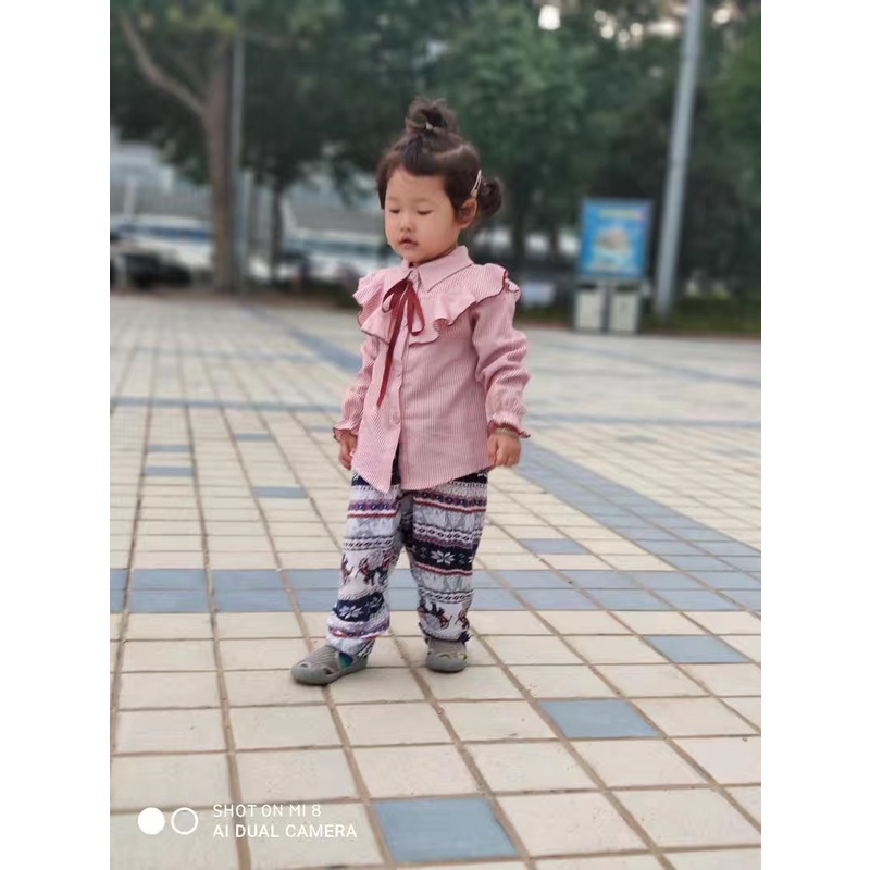 Áo sơ mi dày tay cổ nơ nhiều màu cho bé gái  N01003
