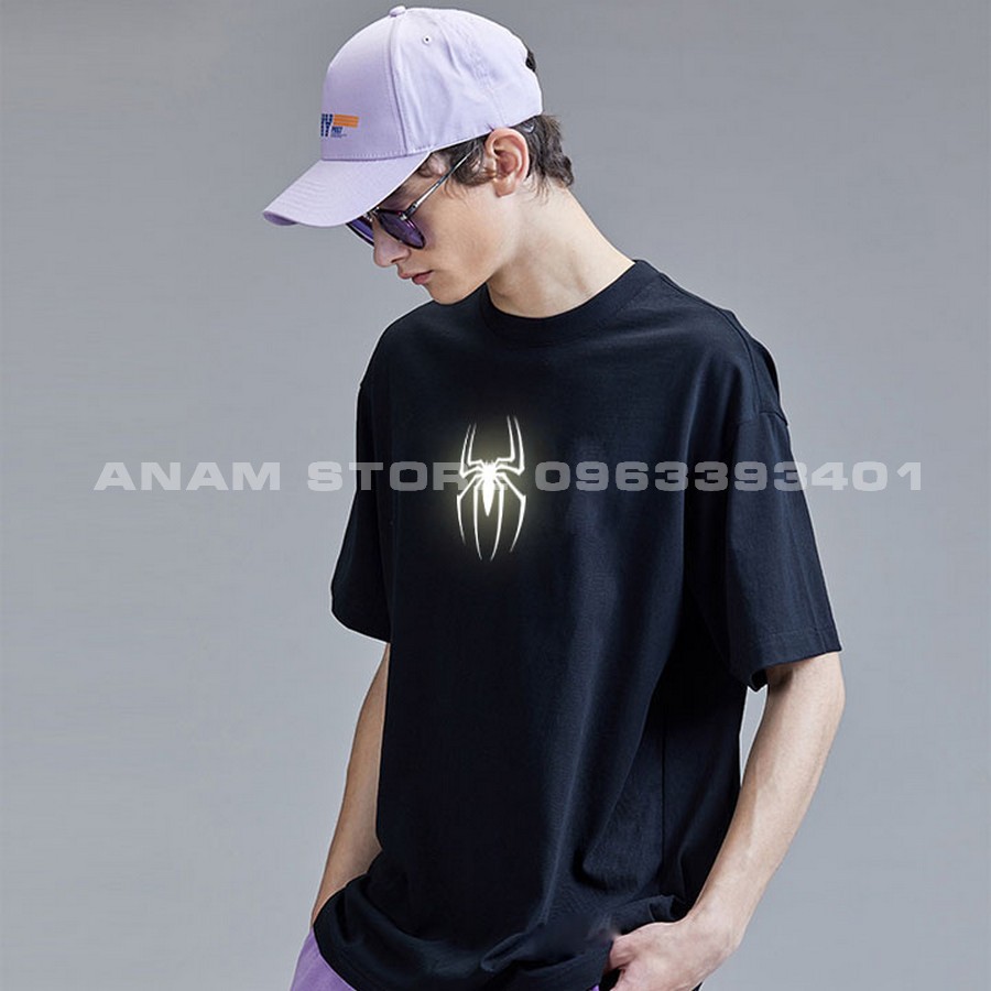 Áo thun phản quang tay lỡ Nam Nữ Spiderman
