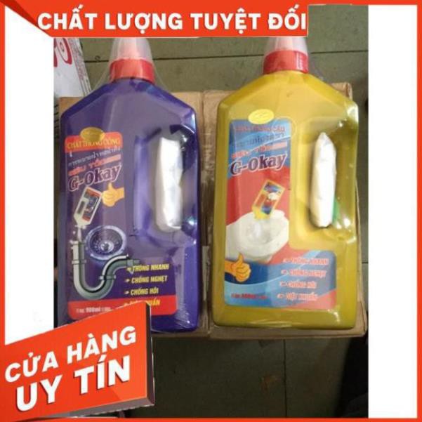 Chất Thông cầu cống 2 in 1 G-Okay chai 1000gr , thông tắc nghẹt Toilet, đường ống nước, Lavabo siêu tốc