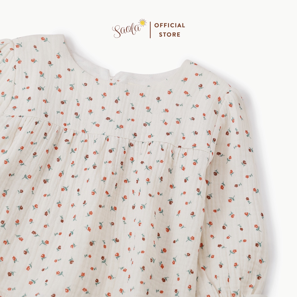 Áo BabyDoll Muslin Dài Tay Cúc Gỗ Dễ Thương Cho Bé Gái - MIYA TOP - TOM002 - SAOLA KIDS CLOTHING
