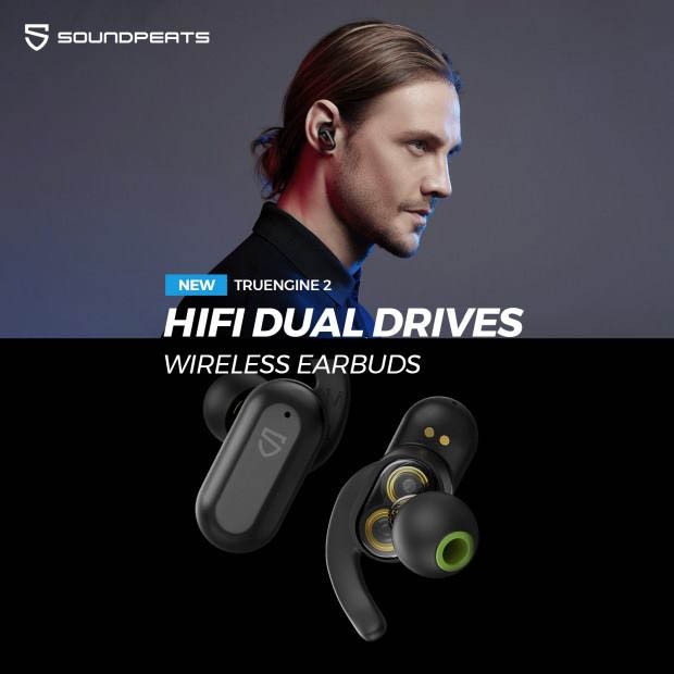 Tai nghe True Wireless SoundPEATS Truengine 2 Dual Dynamic Drivers &amp; Bluetooth V5.0