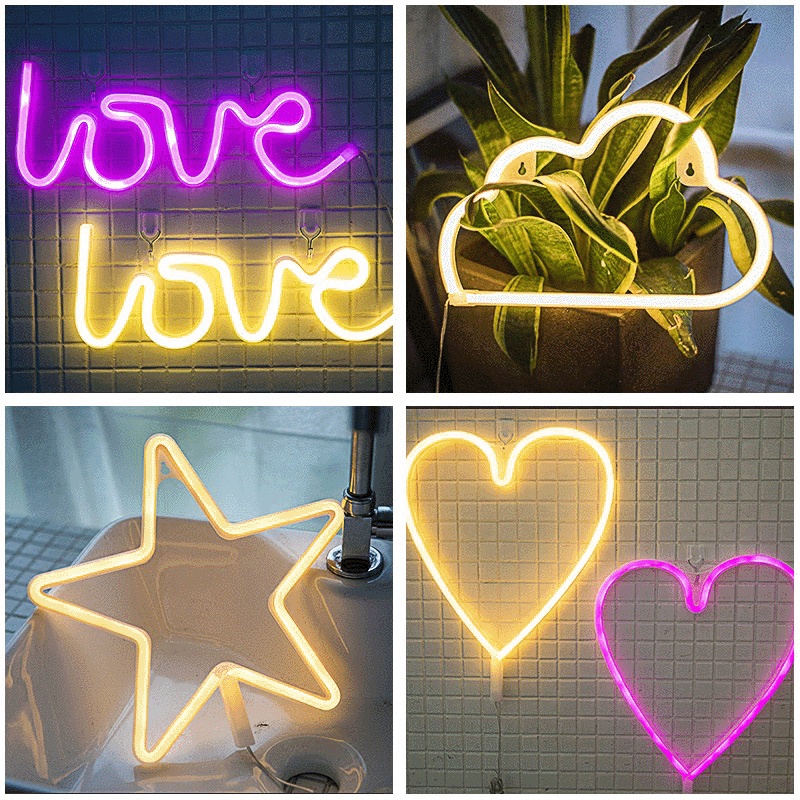 Đèn trang trí phòng ngủ NEON ngôi sao - Decor trang trí - Đèn Led - Màu vàng ấm và nhiều màu sinh động