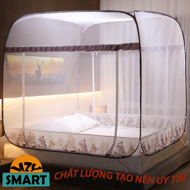 [Viền nâu] MÀN CHỤP CHỐNG MUỖI ĐỈNH RỘNG CHÂN VIỀN 1M6, 1M8, 2M2 x 2M, MÀN BUNG CHÂN VIỀN