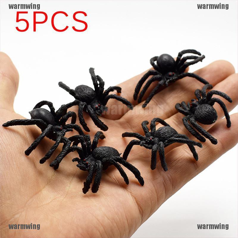 Set 5 Chú Nhện Nhựa Đen Trang Trí Halloween