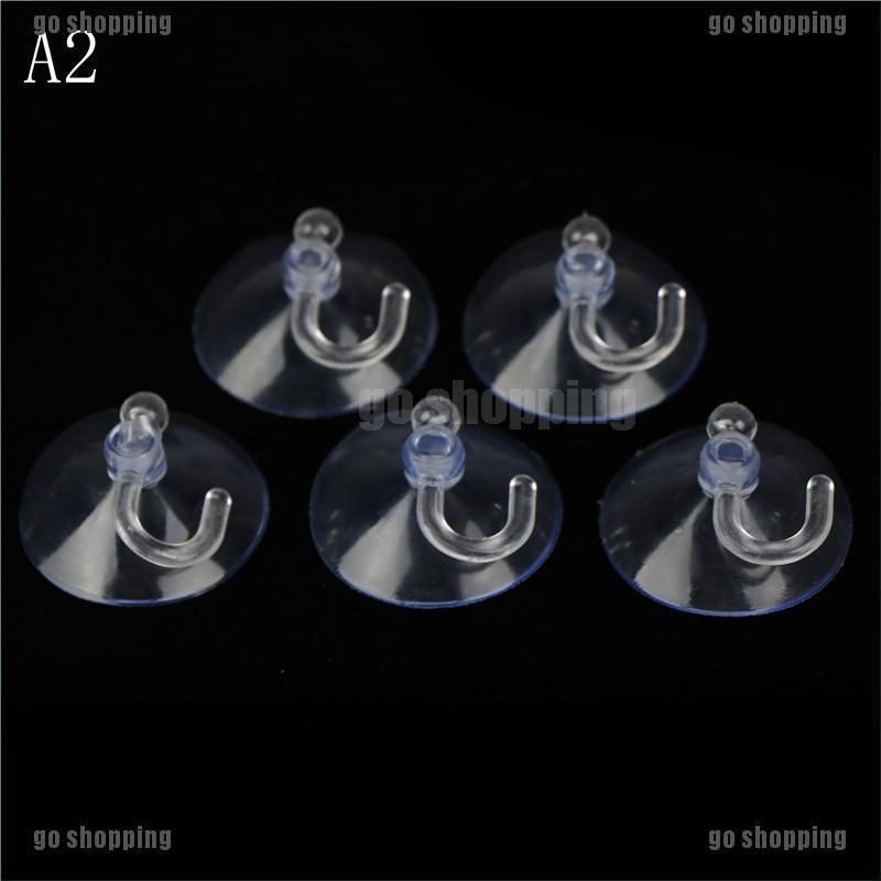 {go shopping}5pcs Bathroom Kitchen Glass Clear Suction Cup Hook Wall Hangers