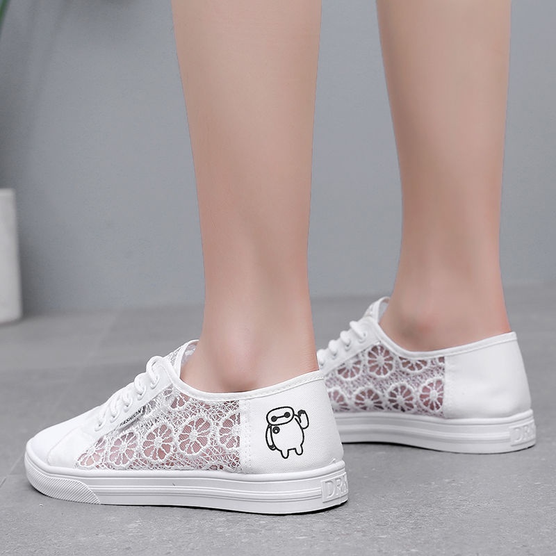Giày Thể Thao Canvas Phối Lưới Thoáng Khí Thiết Kế Mới Năng Động Thời Trang Cho Nữ