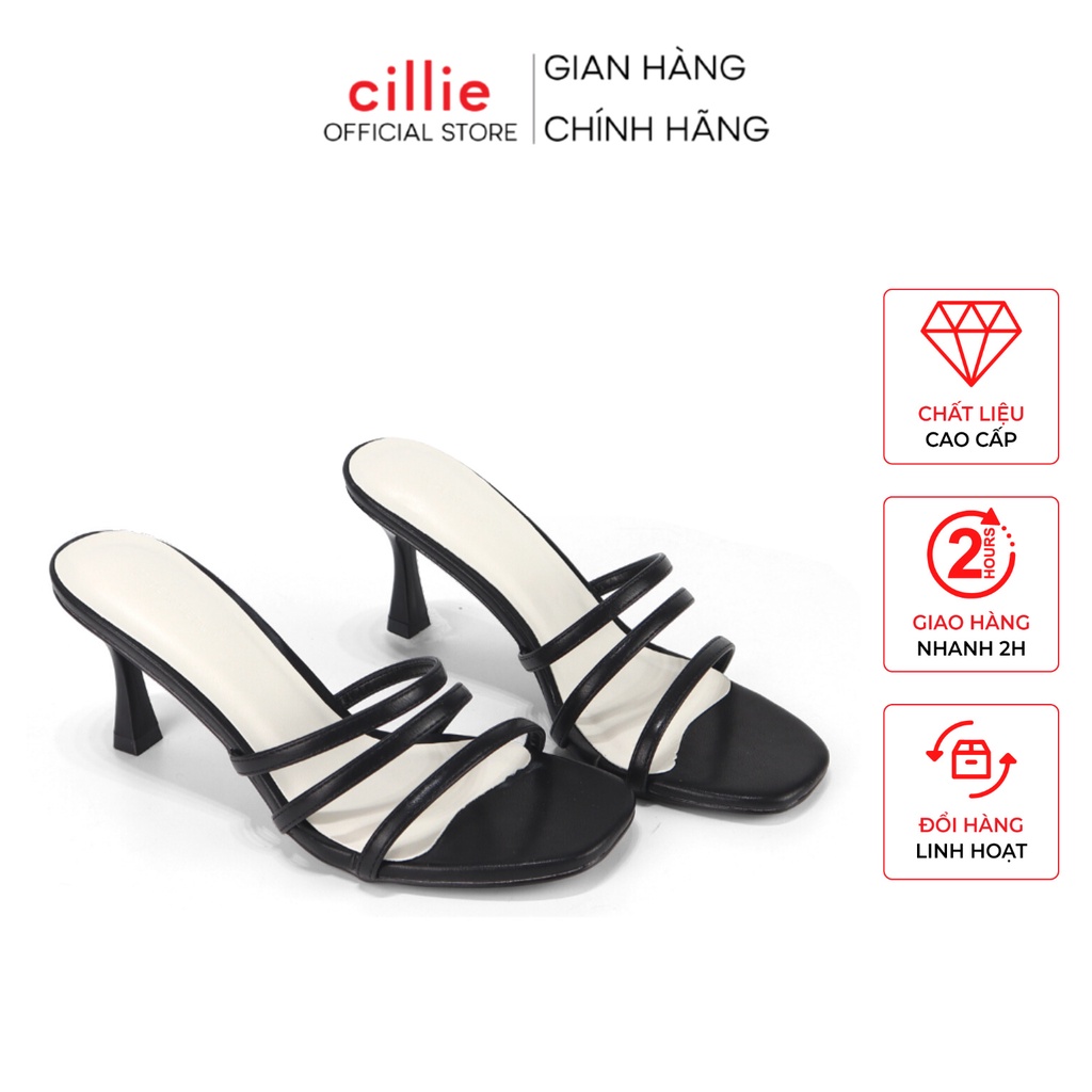 Dép cao gót nữ cao cấp mũi vuông gót nhọn quai mảnh thời trang du lịch - đi tiệc - dạo phố Cillie 1221