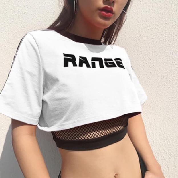 Set Croptop Tay Ngắn Phối Bra Lưới Siêu Cá Tính Trắng Đen Đỏ DRACR84