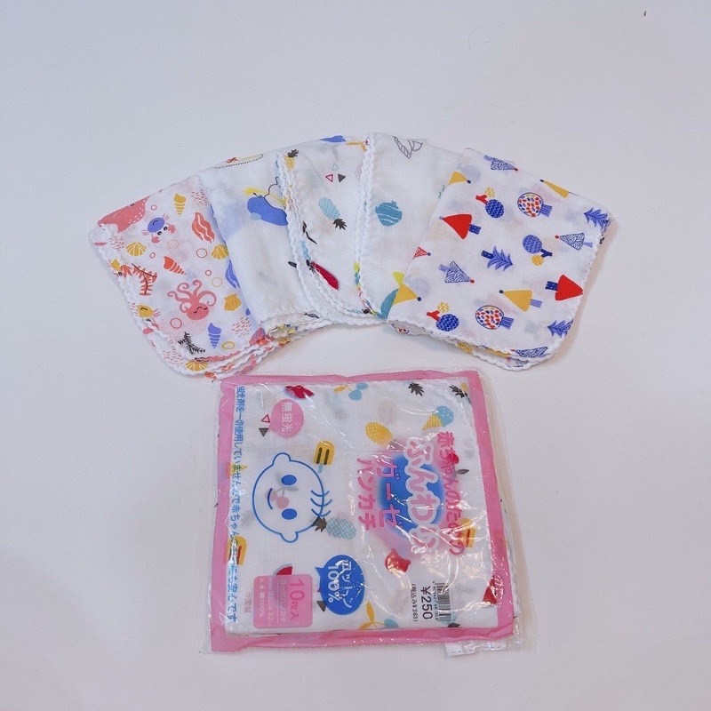 Set 10 khăn xô sữa 2 lớp xuất Nhật loại hoa văn