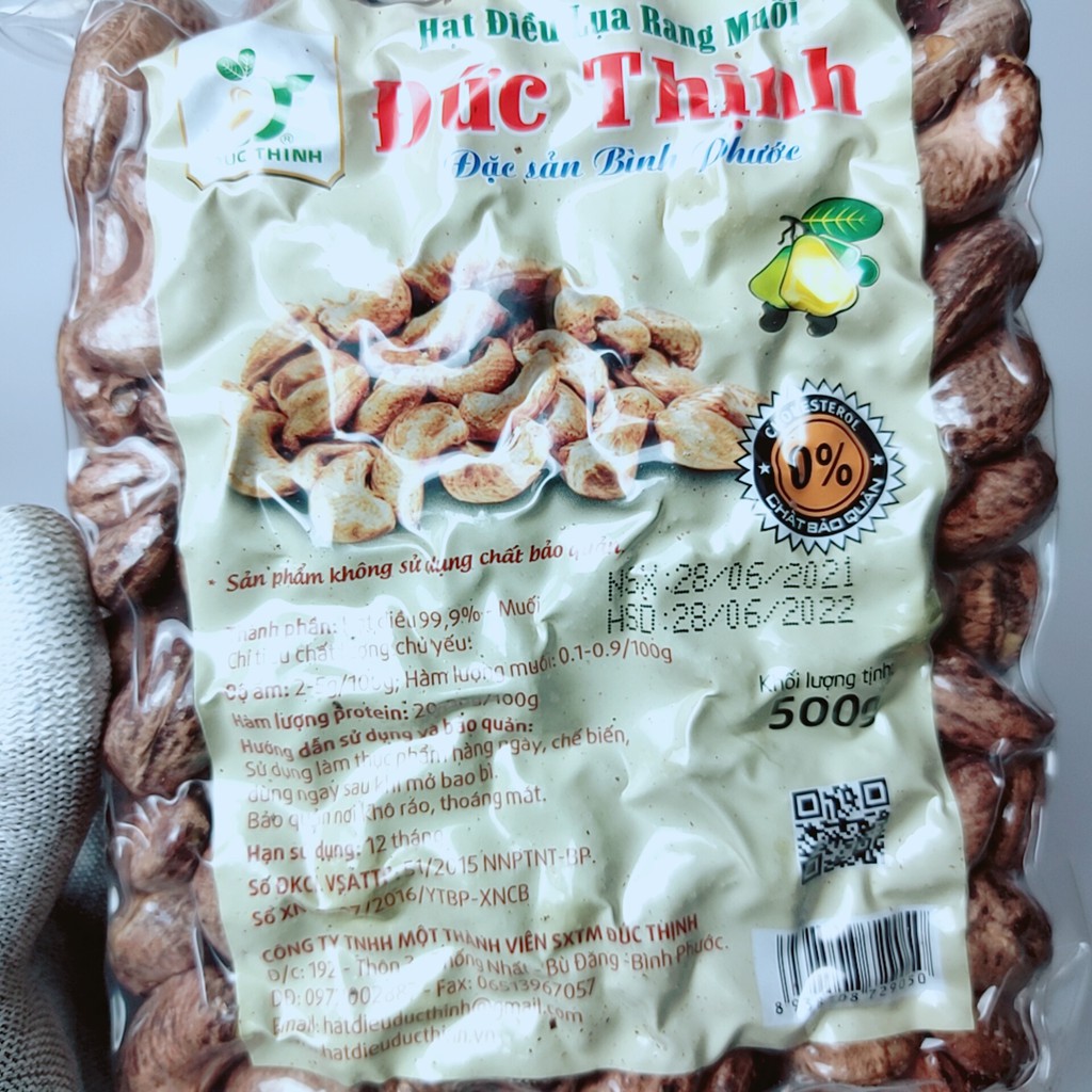 500Gr Hạt Điều Rang Muối Bình Phước Còn Lụa (Size 600-650 Hạt/ 1Kg) Túi Zip Hút Chân Không S'Tiêng