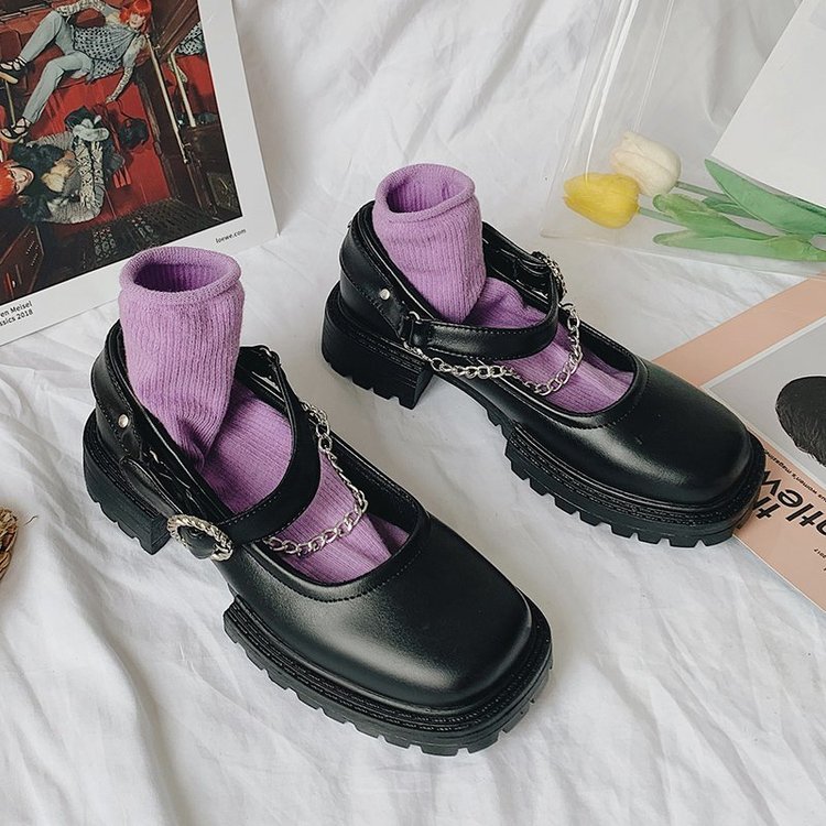 Giày Oxford Đế Bằng Phối Dây Xích Thời Trang Cho Nữ