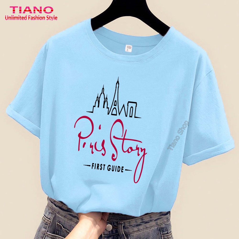 Áo Thun Tay Ngắn Paris Story AT-026 - Tiano - Dễ Phối Trang Phục - Áo Thun Nam - Áo Thun Nữ