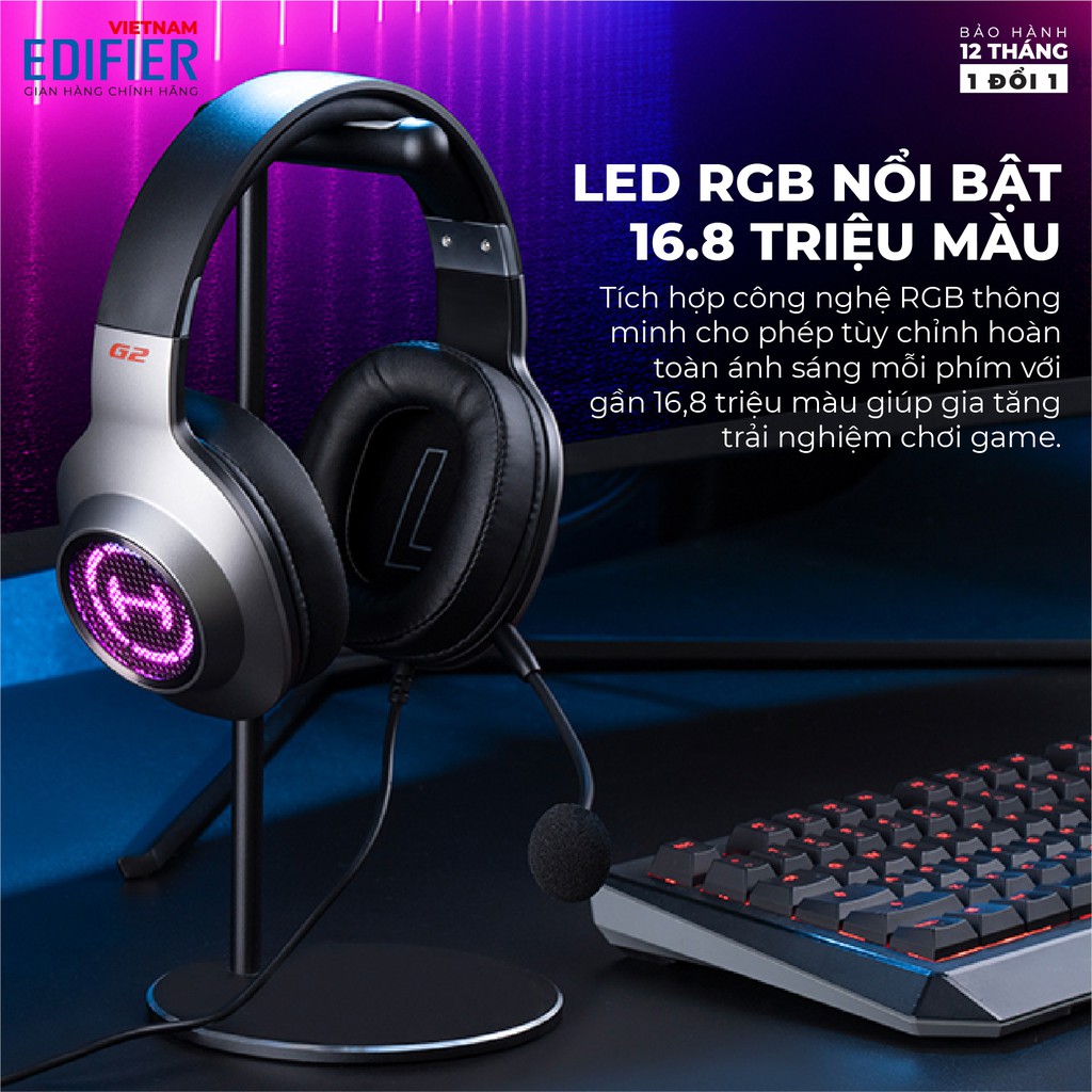 Tai nghe gaming EDIFIER G2 II Kèm Mic đàm thoại Âm thanh vòm - Hàng phân phối chính hãng Bảo hành 12 tháng 1 đổi 1