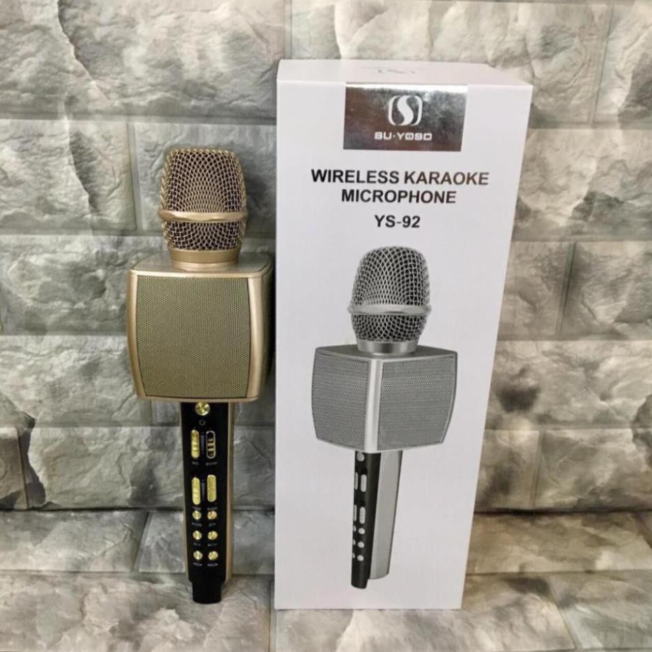 Micro Karaoke Bluetooth YS-92 Cao Cấp, Mic Livestream Không Dây Hỗ Trợ Ghi Âm, Thu Âm - Bảo hành 12 tháng