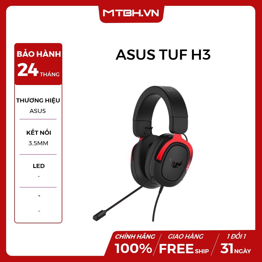 TAI NGHE GAMING ASUS TUF H3 GAMING RED NEW