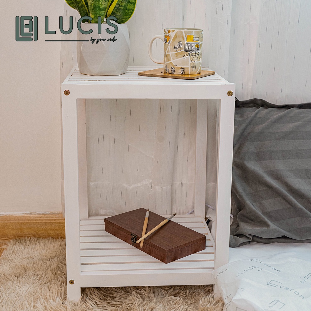 [Mã BMBAU50 giảm 10% đơn 99k] Kệ đầu giường 2 tầng gỗ LUCIS màu trắng để đồ phòng ngủ