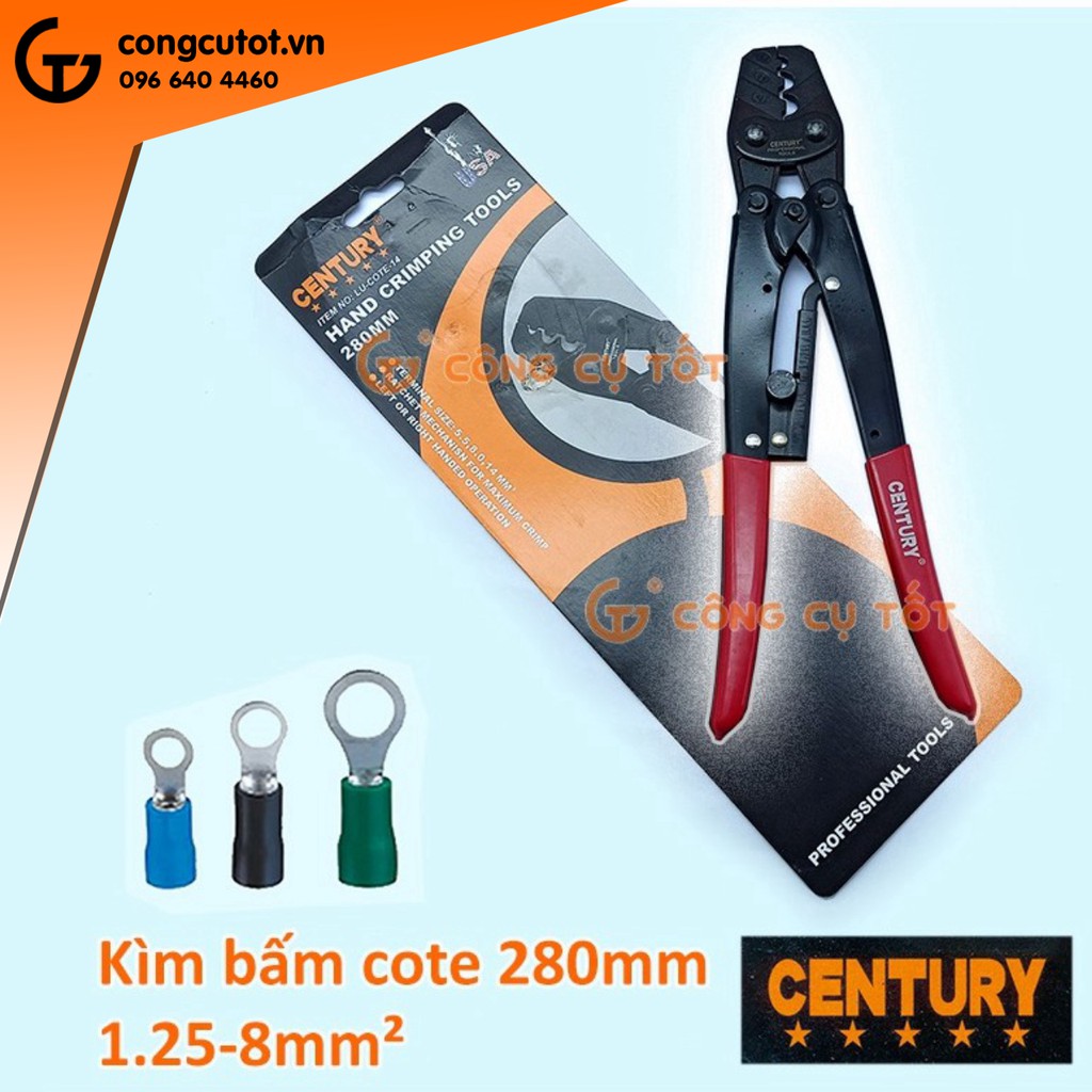 Kìm bấm cos cộng lực 280mm Century số 14 cho dây 5.5 - 14 mm², lõi tối đa Φ4.2mm