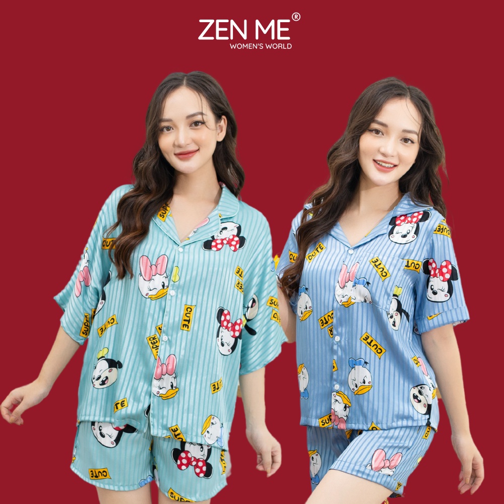 Combo 2 Bộ Mặc Nhà Pijama Cộc Tay Zen Me Lụa Cao Cấp Mềm Mịn Họa Tiết Ngẫu Nhiên