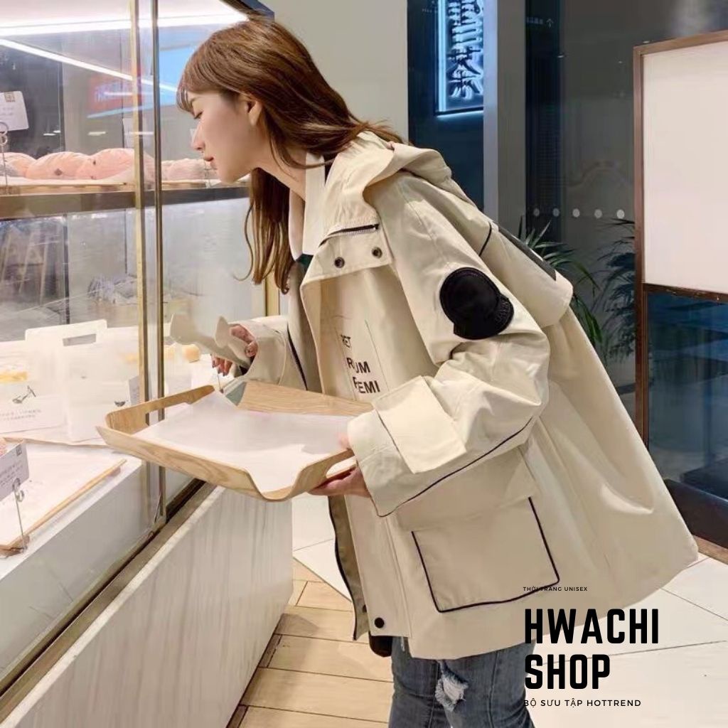 Áo khoác kaki ERT 2 lớp dáng rộng kèm mũ in chữ khóa kéo 4 màu G033 | BigBuy360 - bigbuy360.vn