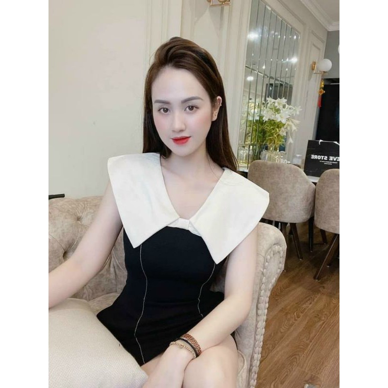 V693 Váy công sở cổ dáng chữ A thiết kế cổ V bản to đính nơ ngực, phối gân dọc sườn | BigBuy360 - bigbuy360.vn