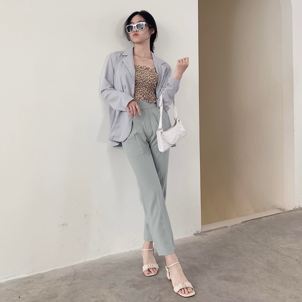 25 STUDIO Quần tây ống suông cạp cao đai lưng bản to Herzi Pants