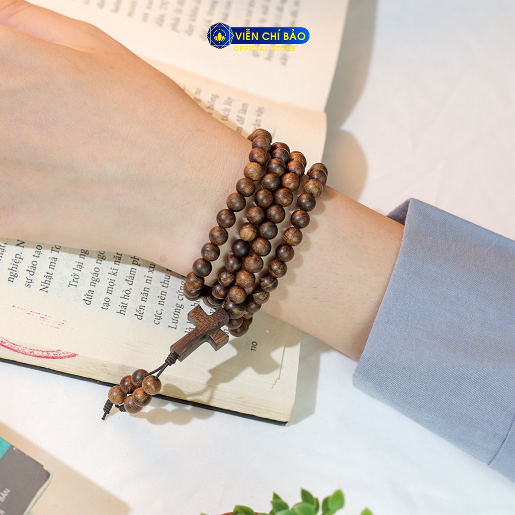 Chuỗi trầm hương Indo 108 hạt mix - Phật Tổ, Tỳ Hưu Hoa sen Thánh giá thời trang phụ kiện trang sức Viễn Chí Bảo V000809