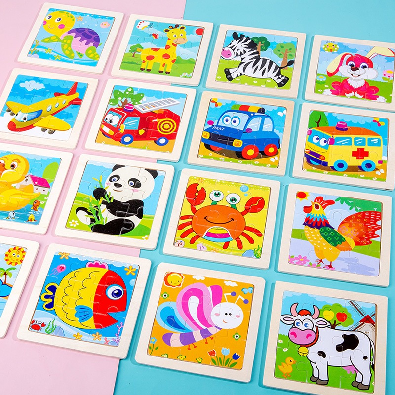 Bộ Xếp Hình 9 Mảnh Hình Thú Hoạt Hình Cho Bé