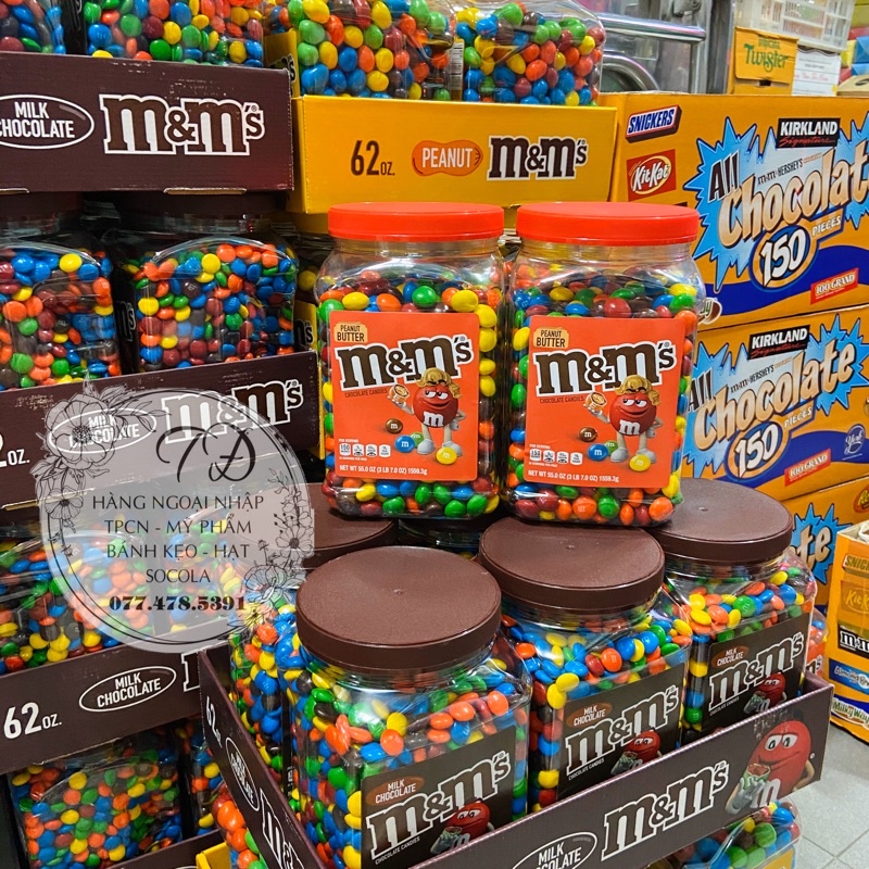 Socola sữa M&M không nhân, có nhân Milk Chocolate & Peanut của Mỹ 1,7kg