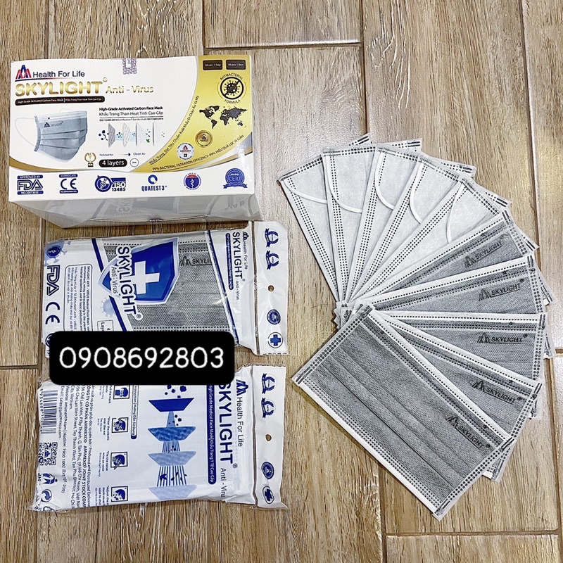 Khẩu trang y tế giấy kháng khuẩn 4 lớp hộp 50c SKYLIGHT