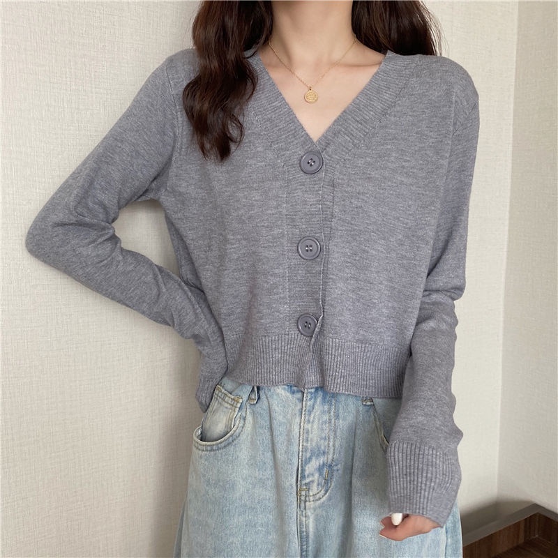 Áo Khoác Cardigan Dài Tay Cổ Chữ V Thiết Kế Mới Thời Trang Dành Cho Nữ