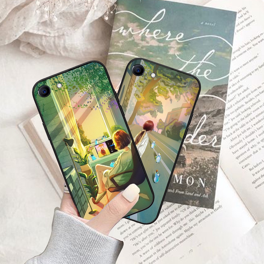 Ốp Realme 1 / 2 bộ hình cô gái và mèo cưng xinh xắn dễ thương cực đẹp