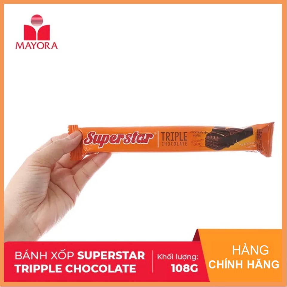 Bánh xốp Super Star Triple Choco 108g