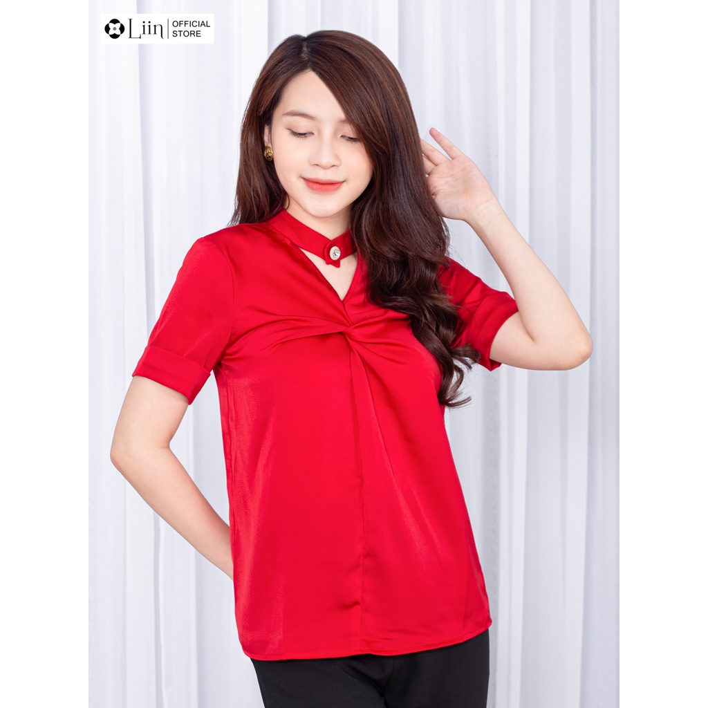 Áo sơ mi Linbi chất Lụa đẹp, ngắn tay thiết kế Cut-out trẻ trung, năng động liin clothing SM3528